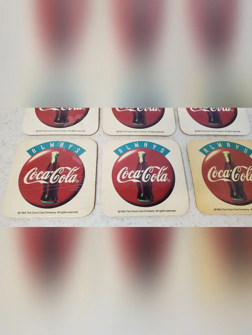 Vintage 1994 Coca Cola Cork Coaster Set 6 Always Coca-Cola Coke Bar Man Cave